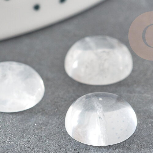 Cabochon rond cristal de roche naturel 12mm,x1 (g9361)