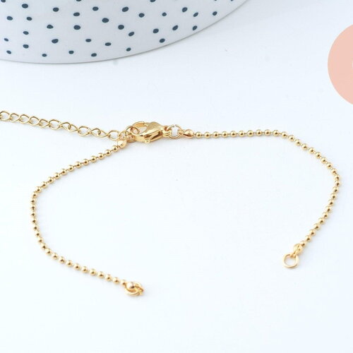 Base de bracelet réglable maille boule acier 304 inoxydable doré 15.8cm, x1 (g5966)