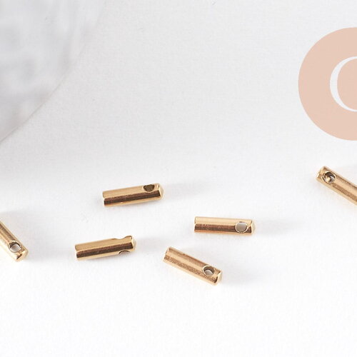 Embouts de cordon acier 304 inoxydable doré ip 7x2mm, x10 (g5250)