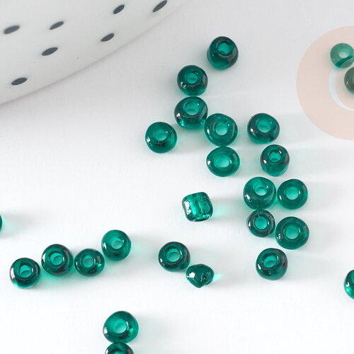 Petite perles de rocaille vert foncé 2.5mm, x 10gr (g5374)