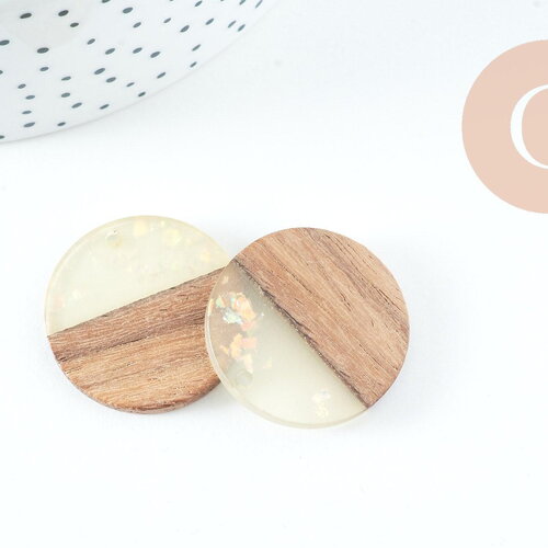 Pendentifs en bois de noyer résine iridescente, perle bois naturel, perle géométrique,perle rectangle,création bijoux bois,28mm,x2 g4384