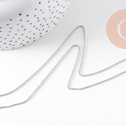 Collier collier chaine boule laiton platine facettes 1.2 mm/45cm, x1 (g5350)