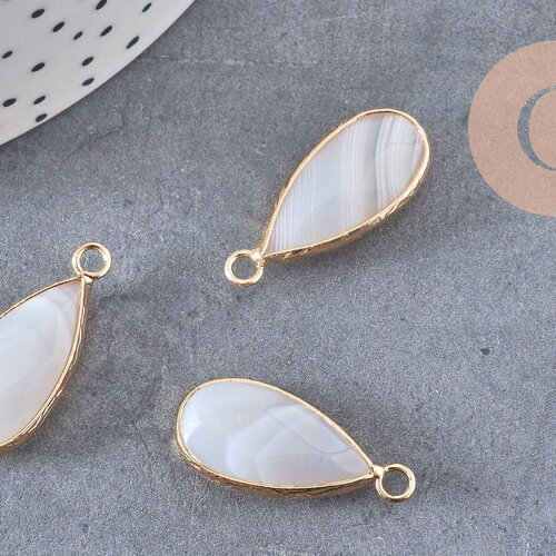 Pendentif goutte agate grise,pendentif bijoux, pendentif agate,pendentif pierre, agate naturelle,agate grise,26mm g5175