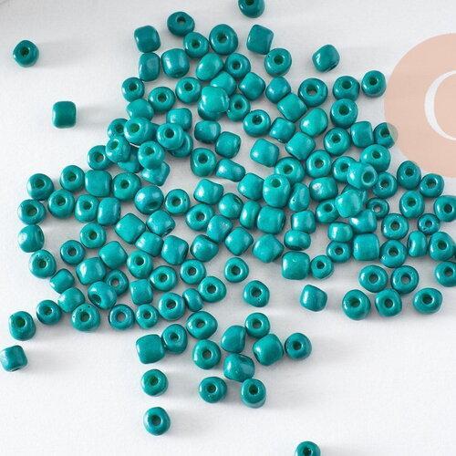 Grosses perles rocaille vert 4mm x 10gr (g3818)