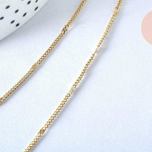 Collier chaine fine laiton doré fantaisie 14k 1.5 mm- 45cm, chaine collier, chaine complète avec fermoir x1 (g0575)