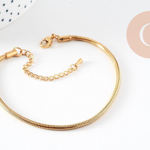 Bracelet maille chaine serpent avec extension en acier 304 inoxydable 20cm, largeur 2.5mm, x1 (g4907)
