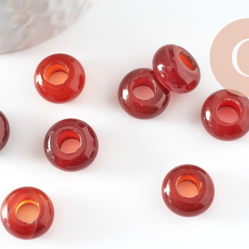 Pendentif donut cornaline naturelle 14mm, x2 (g3413)