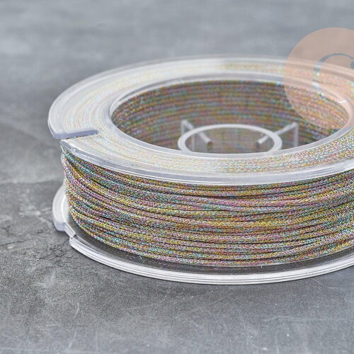 Cordon métallique tressé polyester 1mm, cordon métallisé pour bijoux, x1mètre (g9036)