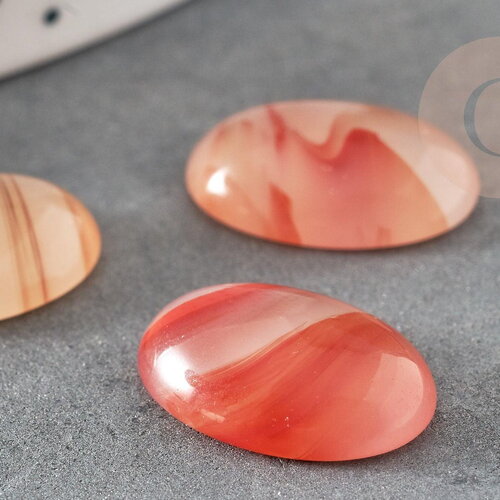 Cabochon ovale agate naturelle rouge orange 18x13mm, x1 (g1835)