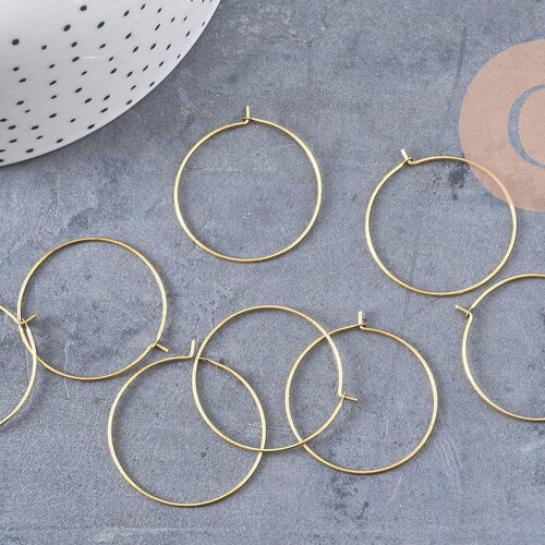 Boucles créoles laiton brut 30mm, x 10/20/50/100 (g1603)