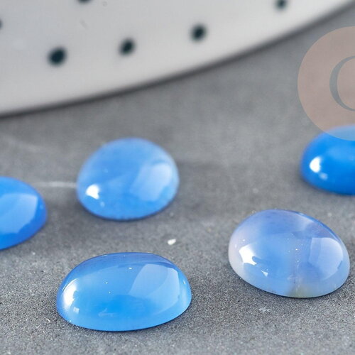 Cabochon ovale agate naturelle bleue 10x8mm,x1 (g1924)