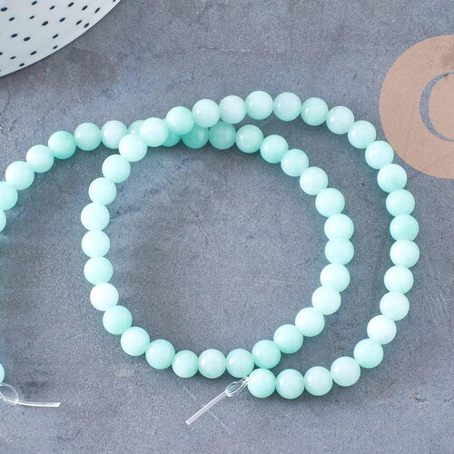 Perles jade naturel turquoise 6mm, x1 fil de 33cm (g0464)
