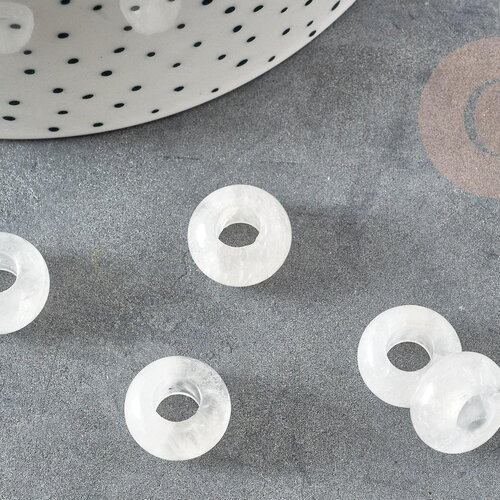 Perle donut rondelle cristal de roche naturel 14mm, pendentif rondelle pierre naturelle pour création de bijoux x2 (g9181)