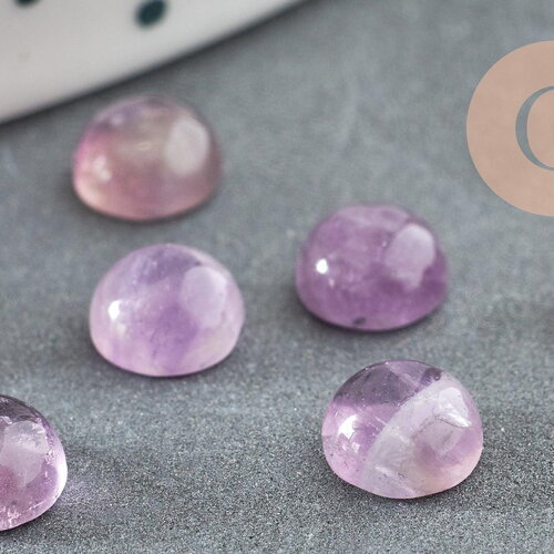Cabochon rond améthyste naturelle 6mm, x1 (g8656)