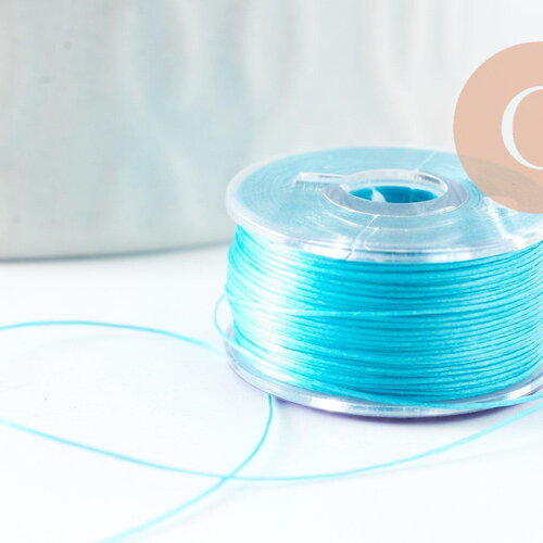 Fil pour tissage de perles delica miyuki nylon bleu turquoise 0.1mm, x1 rouleau (g10568)
