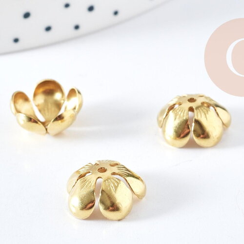 Calottes fleur laiton brut 14mm, x10 (g9227)