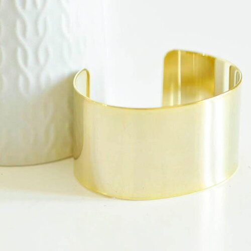 Bracelet manchette xxl réglable laiton doré 16k 40mm, x1 (g1329)