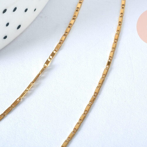 Collier chaine complète acier dorée 14k acier 305 inoxydable doré 1.7mm/45cm, x1 (g2209)
