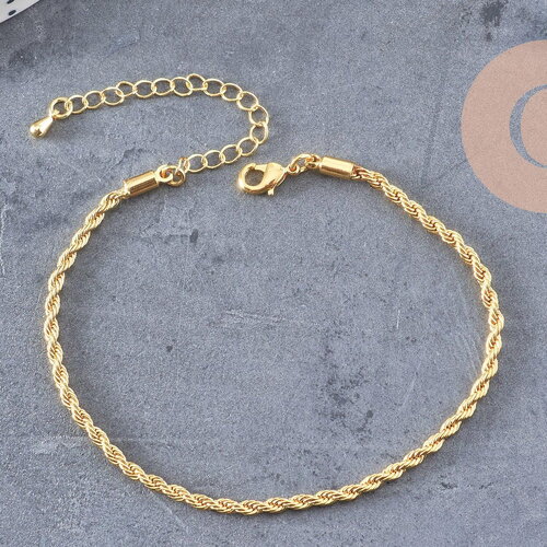 Bracelet chaine torsadée laiton doré 18.6cm, x1 (g10821)
