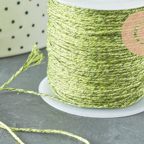 Cordon vert argent, fabrication bijoux,ruban mariage,scrapbooking, largeur 0.8mm, x1 ou x5 ou x10 mètres g3764
