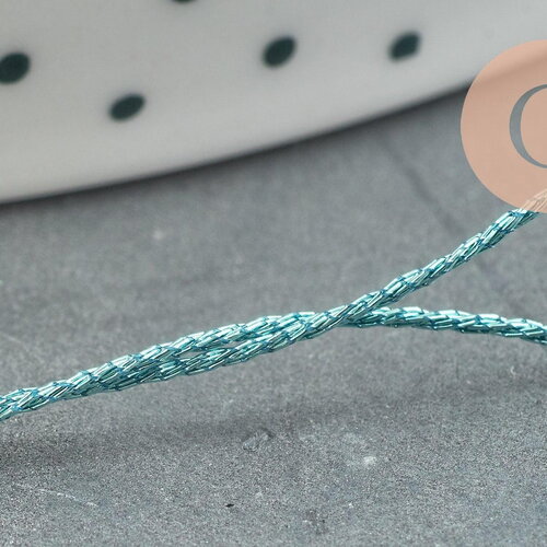Fil bleu métallisé nylon à broder-couture-bijoux 0.8mm, x5 mètres (g0505)