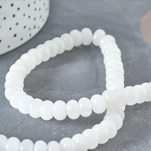 Perle rondelle jade blanc naturel 8x5~5.5mm,fil de 40cm, x1 (g7330)