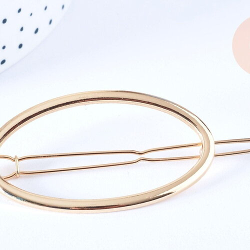 Support barrette clip métal doré ovale 54mm, x1 (g6599)