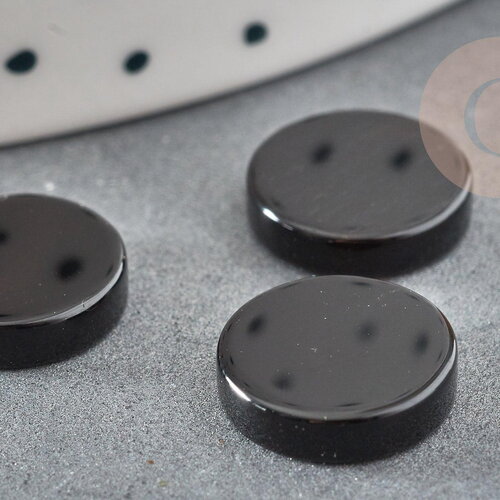 Cabochon rond disque agate naturelle noire 12mm, x1 (g2243)