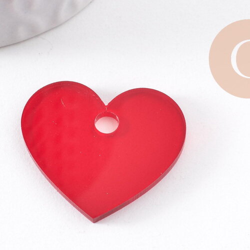 Pendentif coeur acrylique 27mm, x2 (g10155)