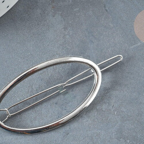Support barrette ovale argenté 54mm, x1 (g7192)