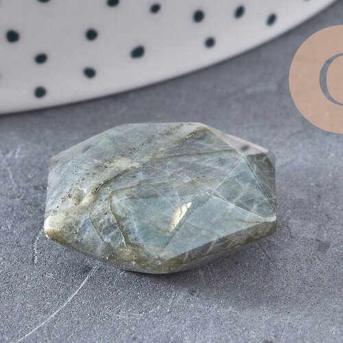 Pendentif hexagone labradorite, pendentif pierre, labradorite naturelle, 29mm, x1 (g1443)