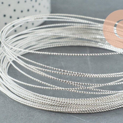 Fil métallique laiton argenté torsadé 0.8mm,x1 mètre g9640