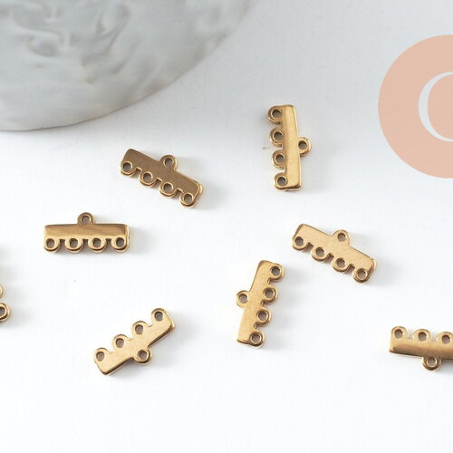 Intercalaire bracelet 5 rangs acier 304 inoxydable doré 11.5mm, des fournitures pour création bijoux, x2 g9759