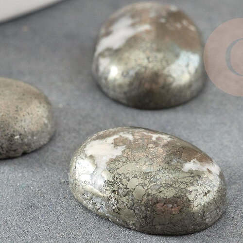 Cabochon ovale pyrite grise naturelle 18 x13mm, x1 (g0203)