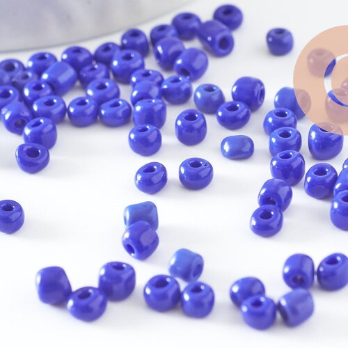 Grosses perles rocaille bleu roi opaque 4mm, x10g (g0185)