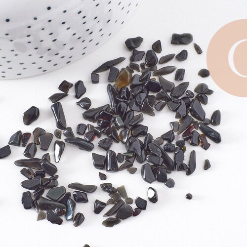 Sable chips pierres naturelle noire 3~5mm non percé, x20gr (g0227)