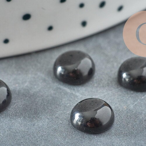 Cabochon rond onyx naturelle noire lisse 8mm, x1 g8666