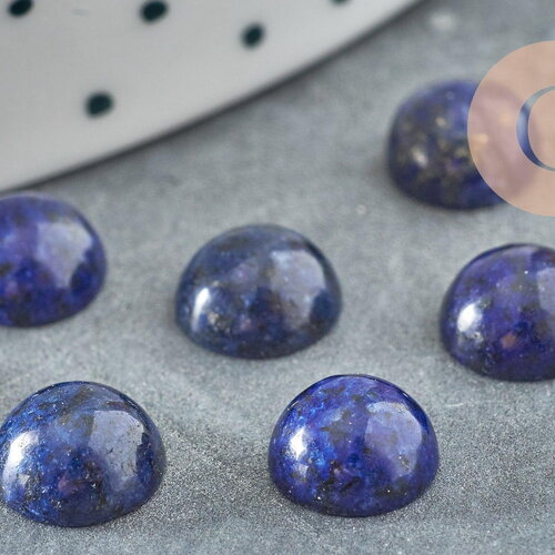 Cabochon rond bleu lapis lazulis naturel 8mm, x1 (g2684)