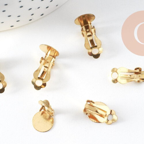 Boucles clip oreilles non percées laiton brut 16mm, x10 (g1520)