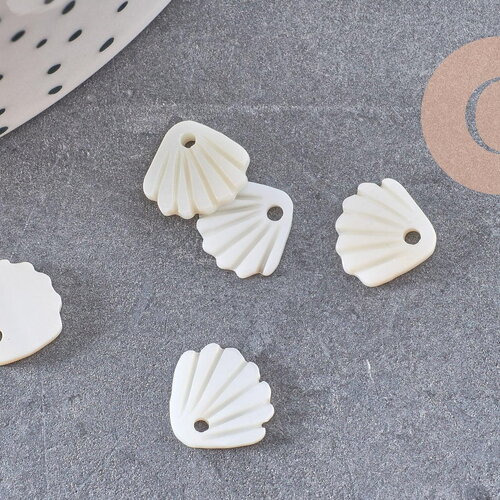 Pendentif charm coquillage nacre blanche naturelle ,pendentif coquillage nacre,coquillage blanc,création bijou, 10mm, x5 g4623