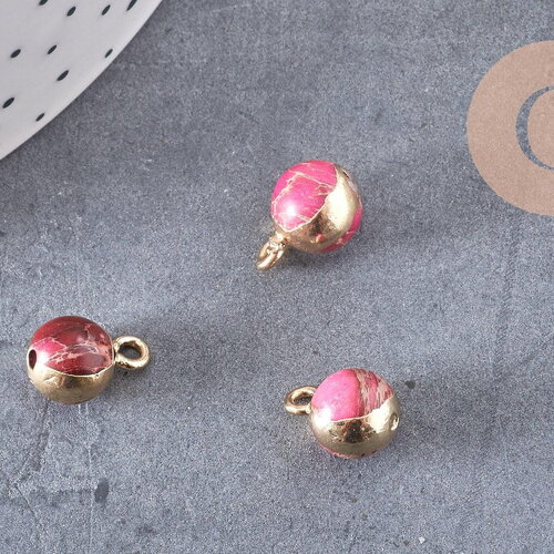 Pendentif regalite rouge, pierre brute,création bijoux, pendentif doré, pierre naturelle,régalite naturelle,12mm, x1 g3539