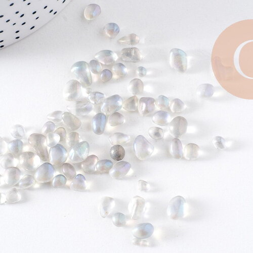 Sable chips pierre de lune 7~13mm non percé, x20gr (g0403)