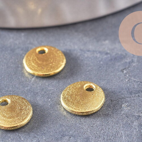 Pendentif médaille rondes zamac doré 8mm, x10 (g0682)