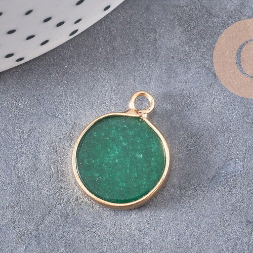 Pendentif rond jade vert, naturel,pendentif rond,20.5mm, x1 g2171