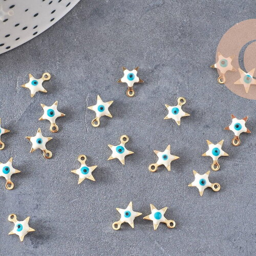 Pendentif étoile oeil protecteur acier 304 inoxydable doré 9mm, x10 (g10556)