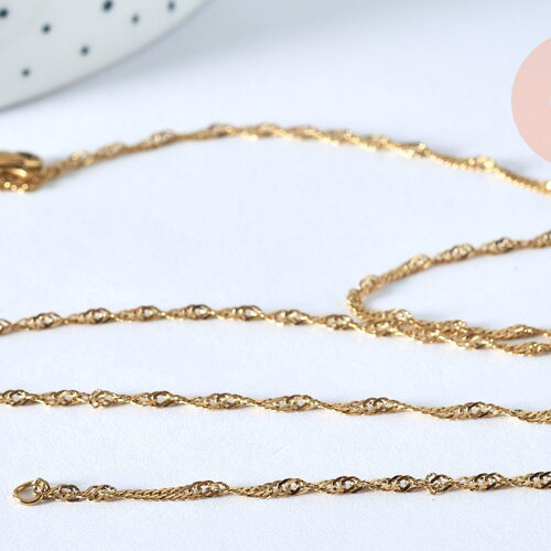 Collier chaine acier inoxydable doré 304 14k singapour 1.8mm/45cm, x1 (g1088)