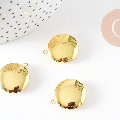 Pendentif locket medaillon doré, médaillon doré, porte-photo,création bijou,20mm, x1 (g2570)