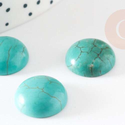 Cabochon rond turquoise naturelle 15mm, x1 (g2554)