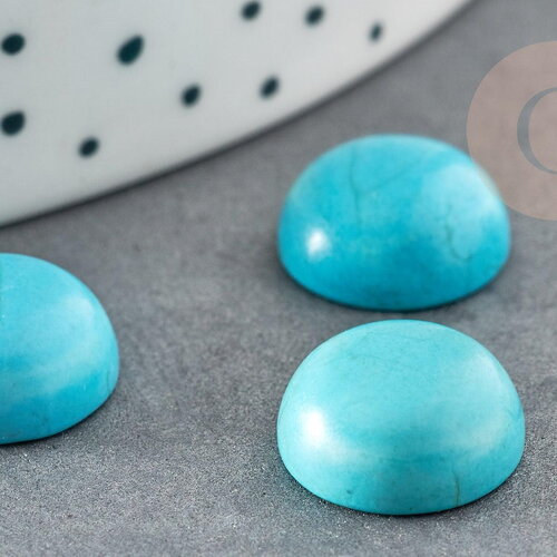 Cabochon rond turquoise naturelle 12.5mm, x1 (g1747)