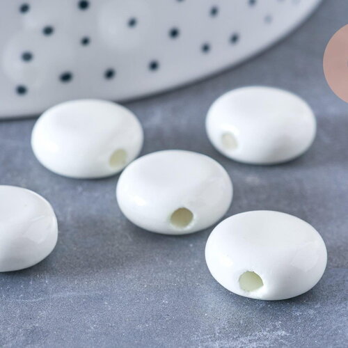 Perle porcelaine blanche, perle striées,perle céramique, céramique blanche, 15mm, x10 (g2571)
